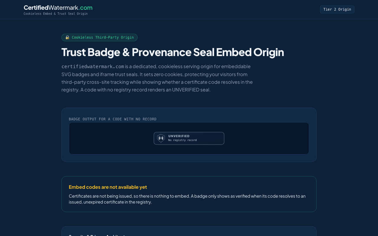 CertifiedWatermark screenshot
